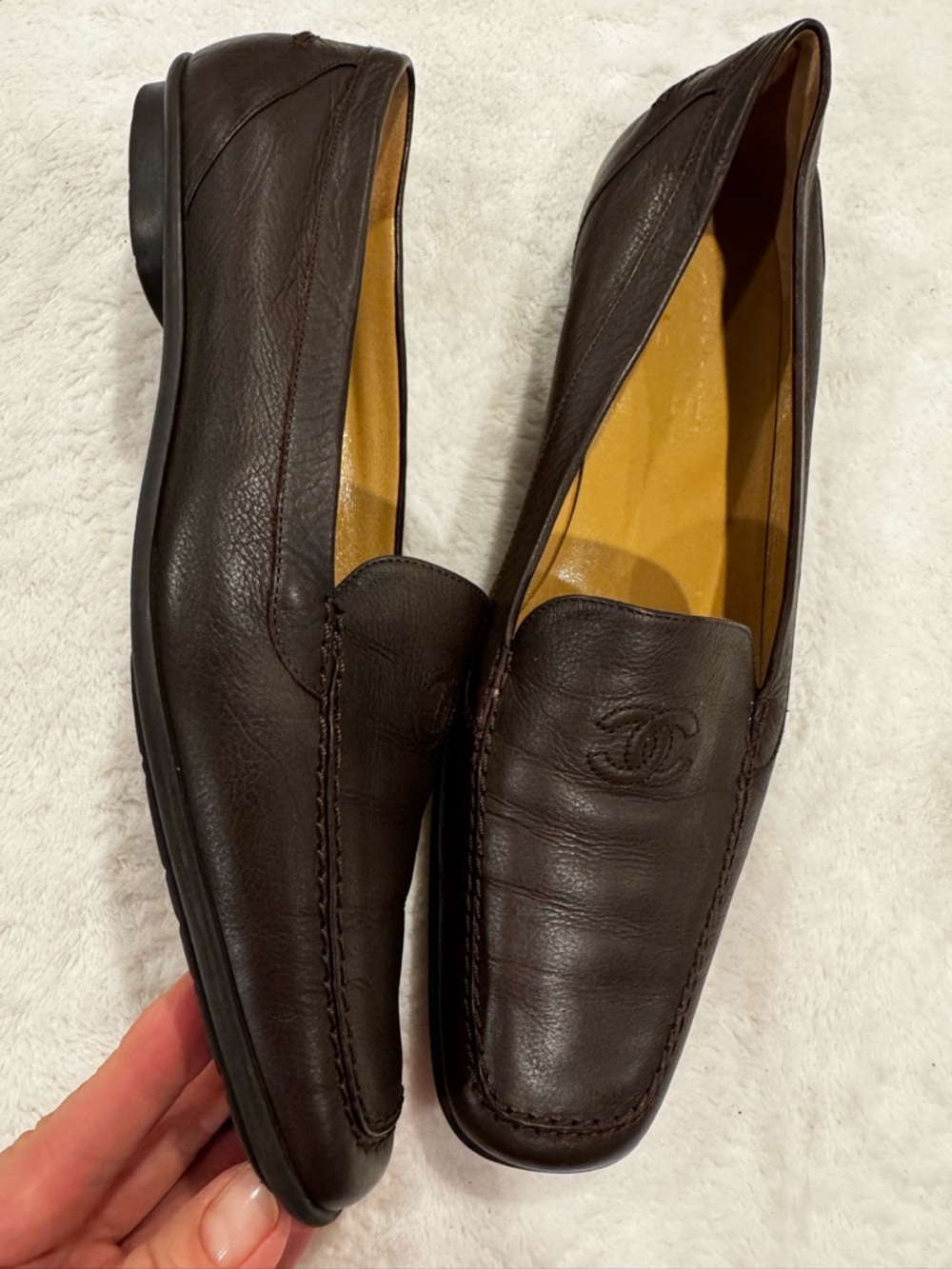 CHANEL Brown Leather Slip-On Loafers - Picture 2 of 3